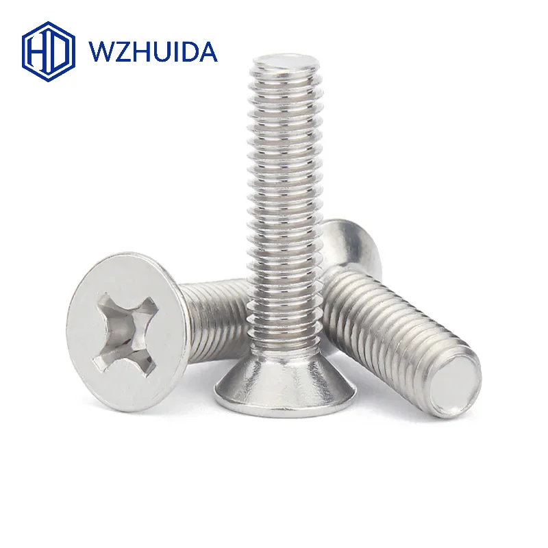 WZHUIDA M1 M1.2 M1.4 M1.6 M2 M2.5 M3 M3.5 M4 M5 M6 Cross Phillips Flat Countersunk Head Screw Bolt A2-70 304 Stainless steel