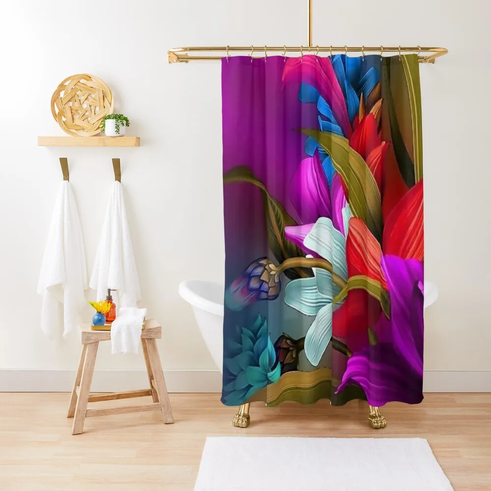 

Vibrant Colorful Flowers Shower Curtain In The Bathroom Bathroom Shower Set Luxury Bathroom For Shower Curtain