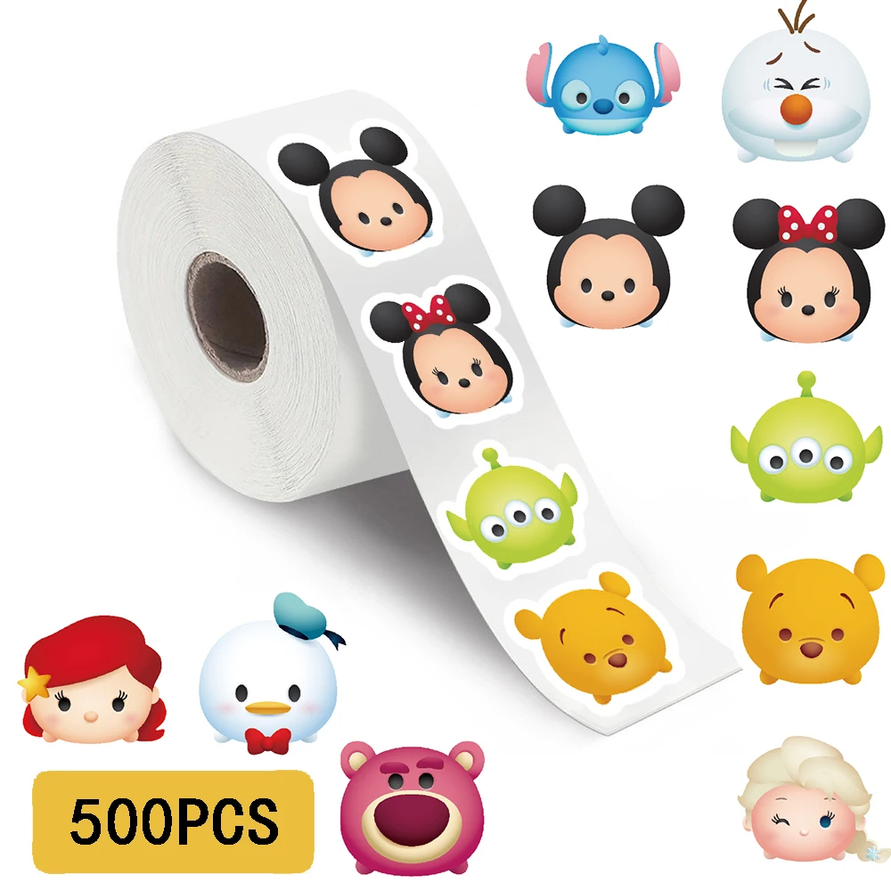 500PCS Disney Pine shaped Alien Roll Sticker Disney Motorcycle Cool Luggage Coffee Retro Phone Living Waterproof Cool Decals