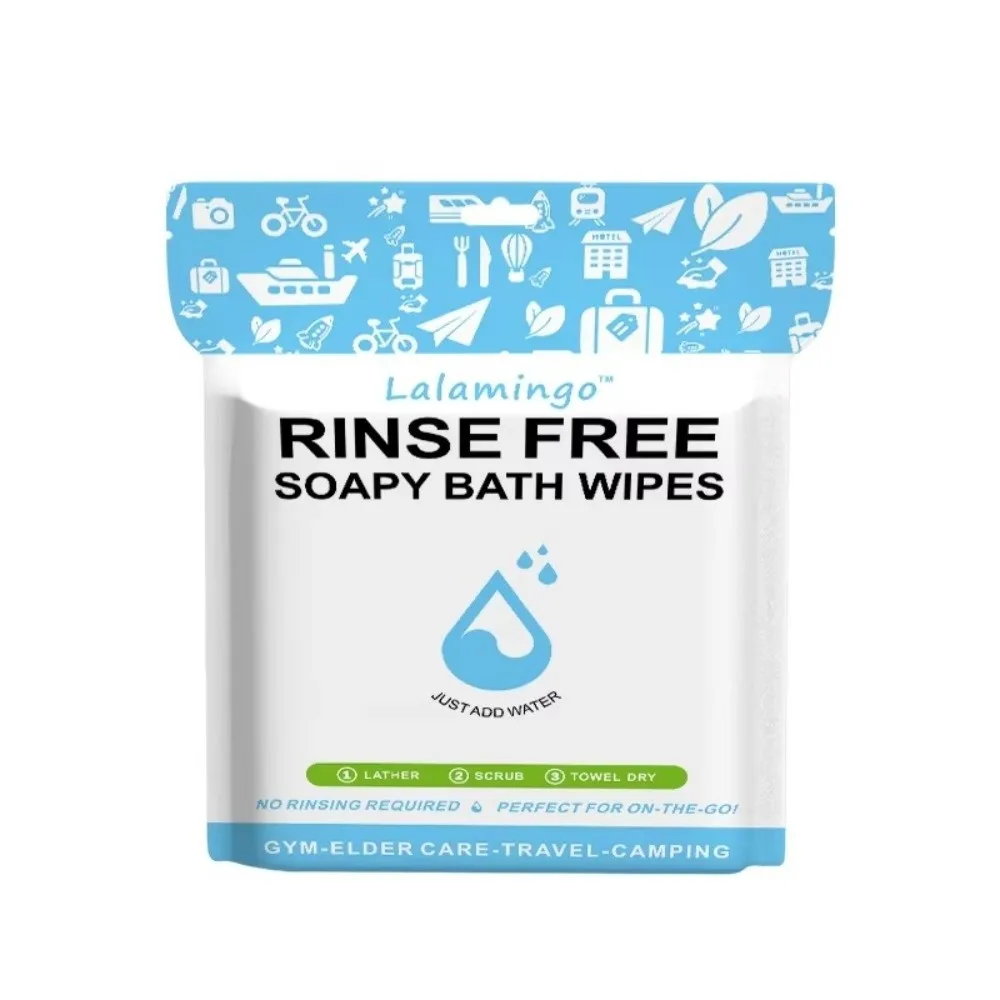 

25 Pieces Rinse Free Disposable Bathing Wipes 20x20cm Soap Shampoo Infusedy Bath Sponges No Rinse Bathing Wipes Travel