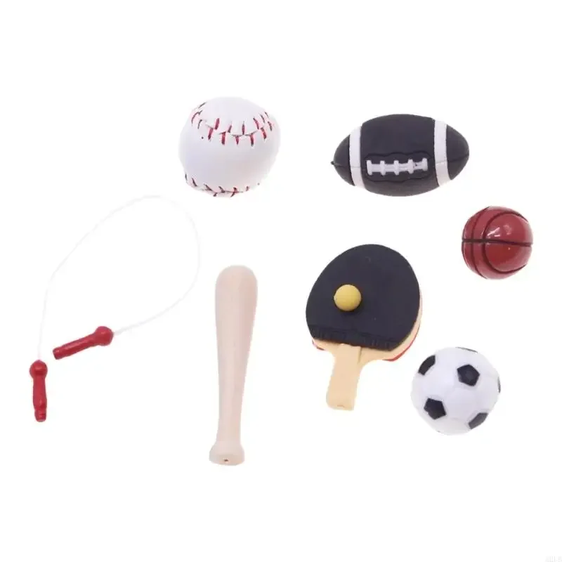 Realistic Doll house Sports Accessories Basketball Football Jump Rope Set For Kids Pretend Play Friendly Materials Gift 15UB