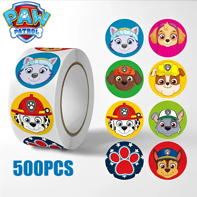 500PCS Paw Patrol Stickers Children's Sticker Cute Kids Stationery School Teacher Supplies Reward Halloween Christmas Toys Gift