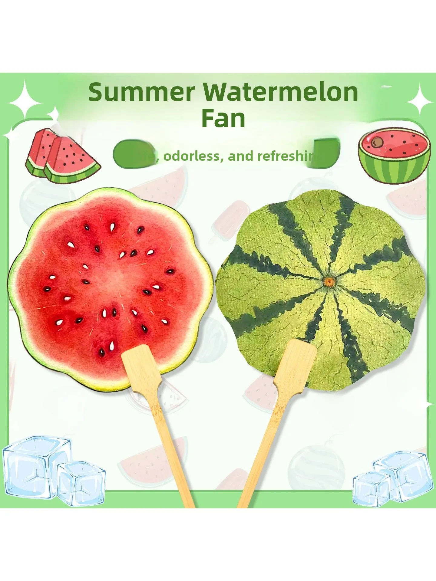 

Креативный домашний веер с ручной росписью арбуза, летний крутой детский веер, подарок лучшему другу, реквизит для разминки, веер, деревянный ха...