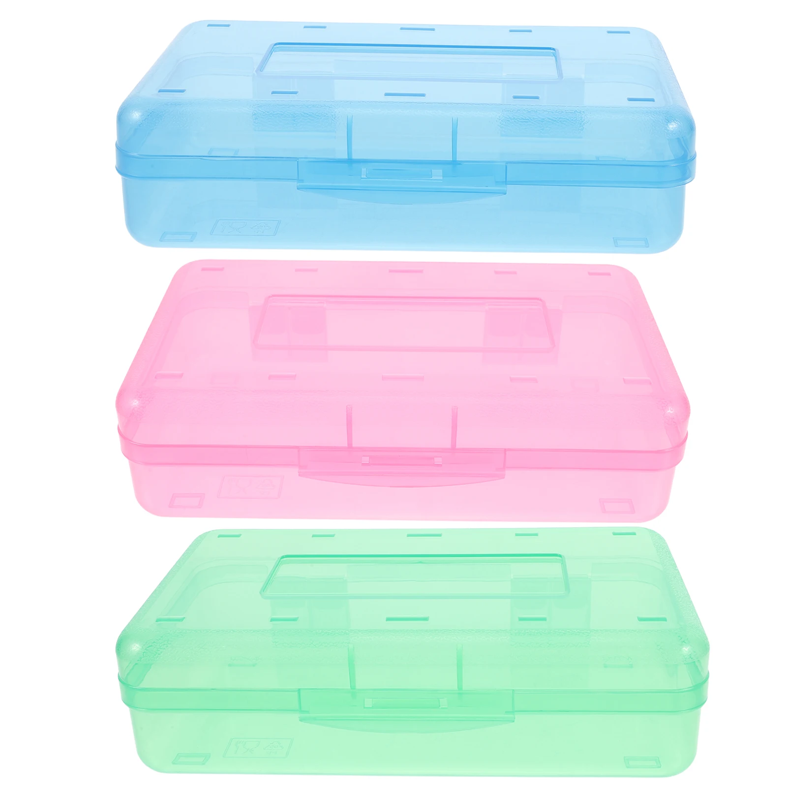 

3 Pcs Large Capacity Stationery Storage Box Transparent Stackable Pencil Case PP Plastic Marker ganizer Small Boxes
