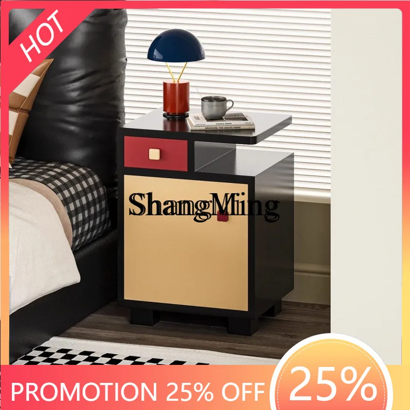 

FG light luxury puzzle bedside table bedroom color retro bedside storage cabinet dopamine bedside table
