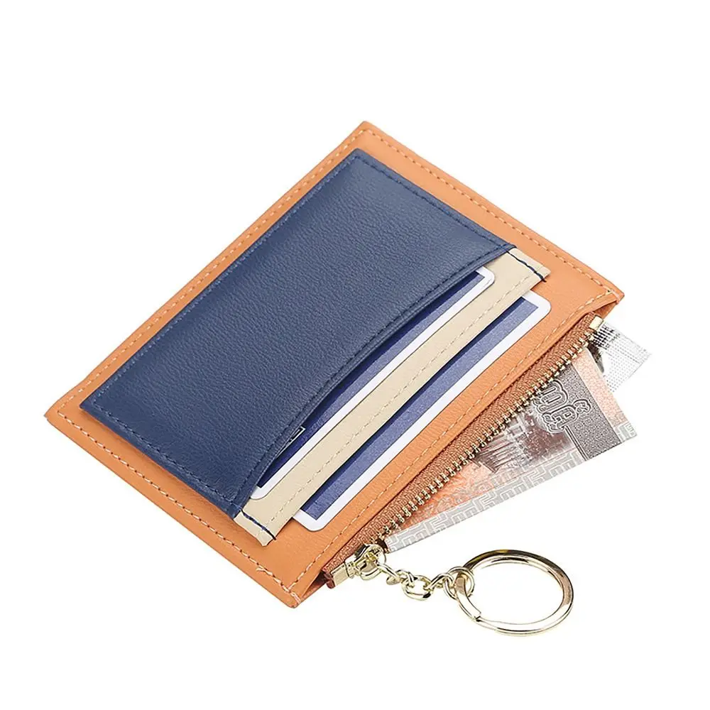 Light PU Leather Money Coin Purse Ultra-thin Wear-resistant Credit Card Holoder with Key Ring Wallet Money Bag Male Female