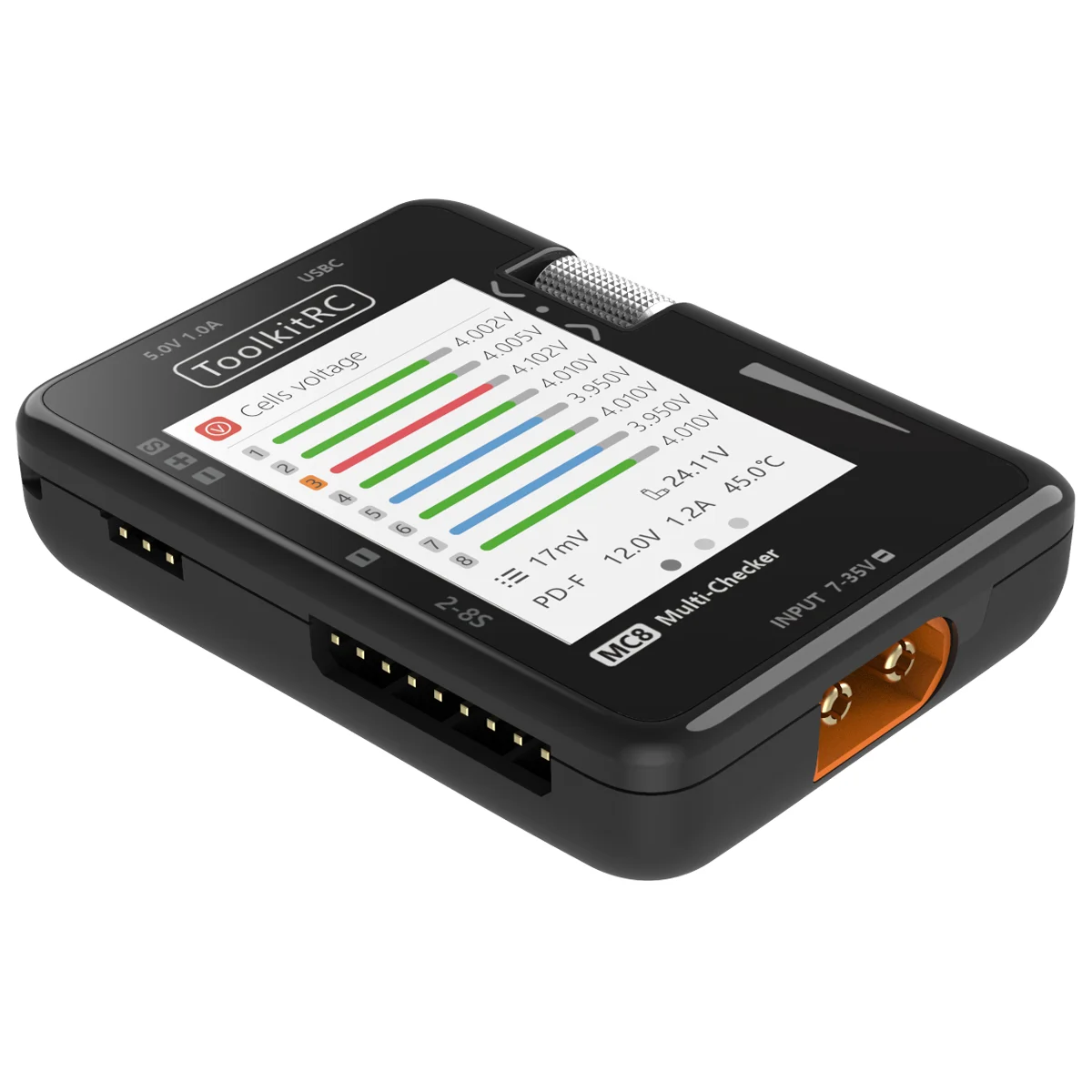 ToolkitRC MC8 SC100 Mini-Zellenprüfer 32-Bit-Batterie-Multi-Checker PWM-Ausgang PPM SBUS-Anzeige Mit USB-C Schnellladung – Detail 15