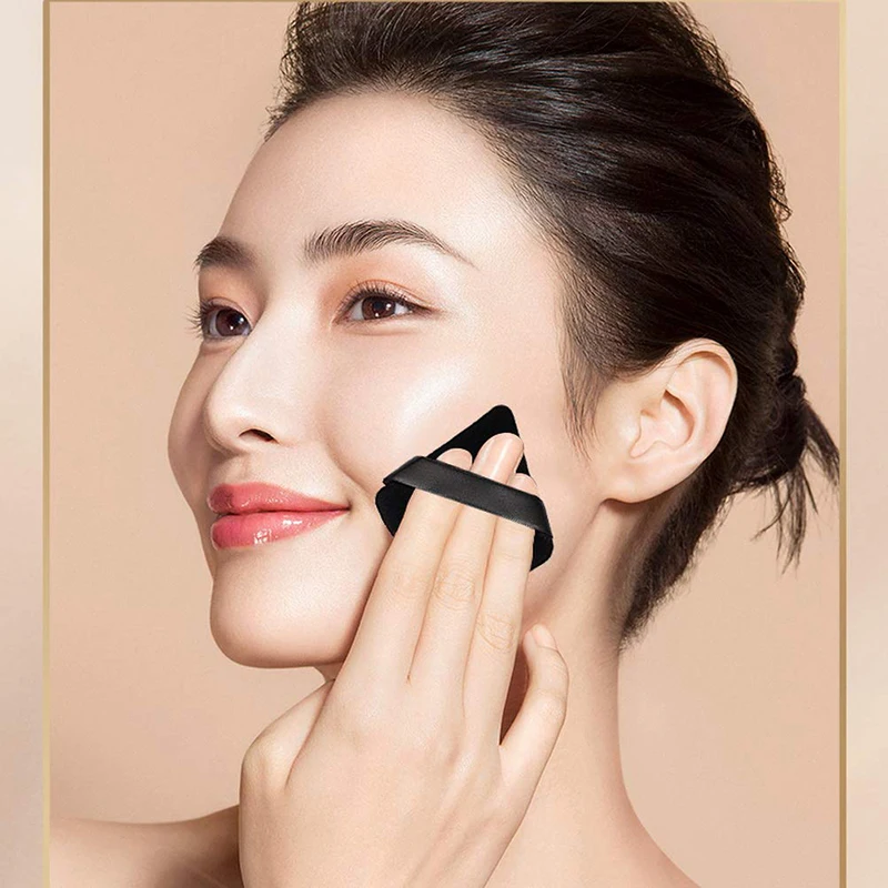 Make-Up Powder Puffs Triangle Sponge Powder Solid Color Convenient Portable Puff With Band Washable Powder Puff For Face Eyes