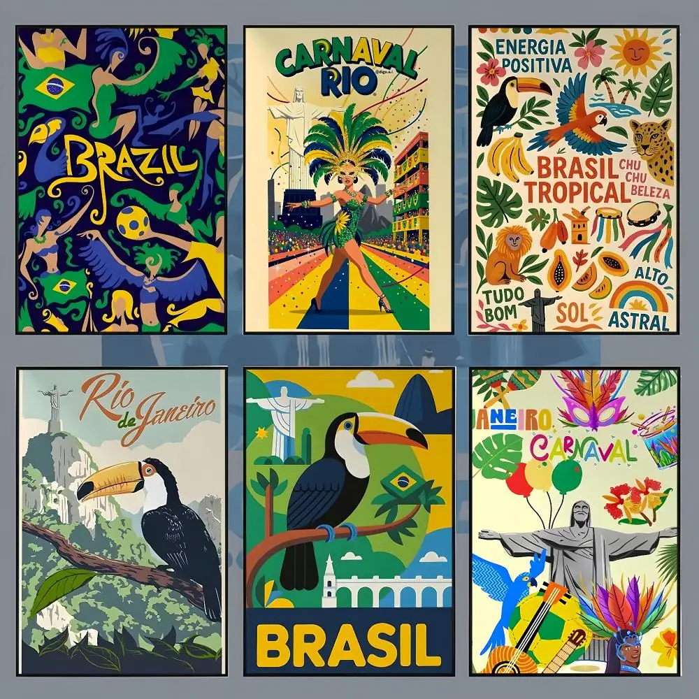 Pattern Brazil Theme Art Poster Aesthetic Wall Art Print for Living Room Bedroom Study Office Café Home Decor Stylish Gift