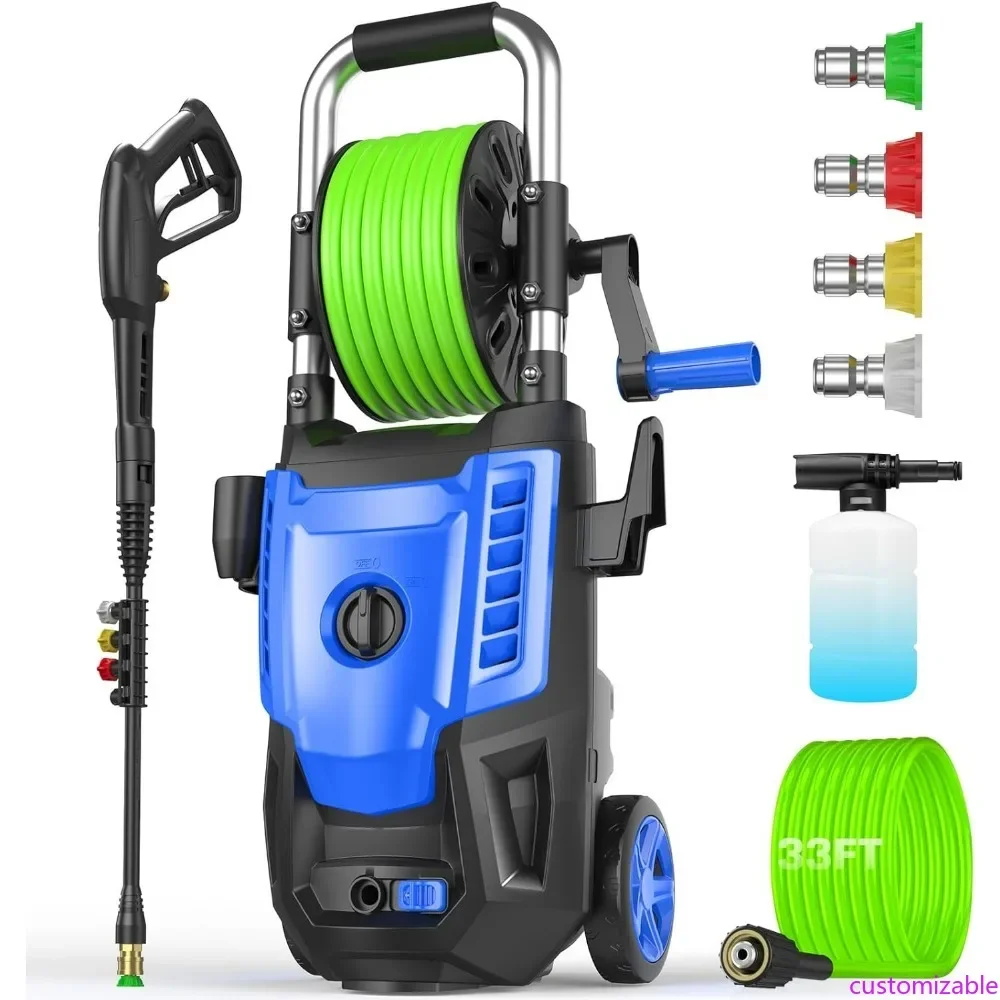 

Portable 4800PSI 4.0GPM High-Pressure Cleaner with 4 Quick-Connect Nozzles and Detergent Bottle for Car Washing
