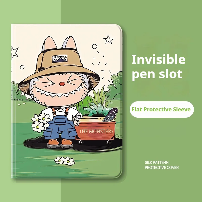 

Labubu Ipad Case Cartoon Apple Tablet Protective Case With Pen Slot Kawaii Tablet Cases Anti-Fall Accessories For Ipad Pro/Air