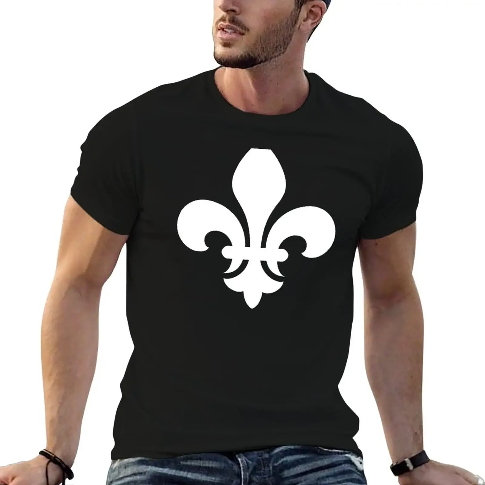

White Fleur-de-Lys symbol T-Shirt tees plus size tops for a boy mens shirts graphic tee