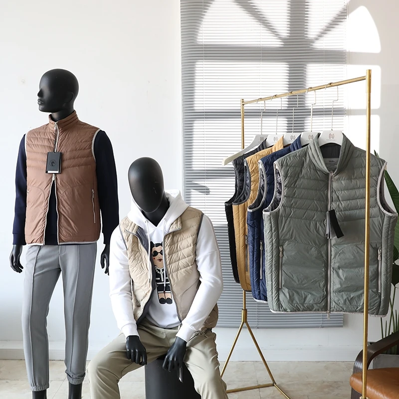 

Мужской легкий пуховый жилет из гусиного пуха для осени и зимы, ветрозащитный, водонепроницаемый, повседневный, модный, городской стиль, прямой крой, на молнии