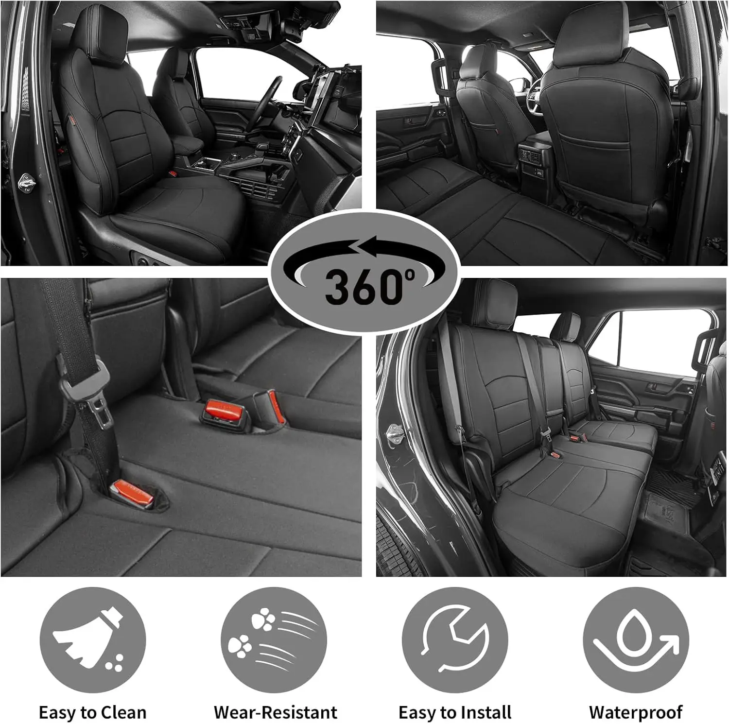 EKR 4Runner Car Seat Covers Custom Fit for Toyota 4Runner (5 seats)2010-2026 SR5/TRD Sport/TRD Off-Road/Limited etc Leather Cove