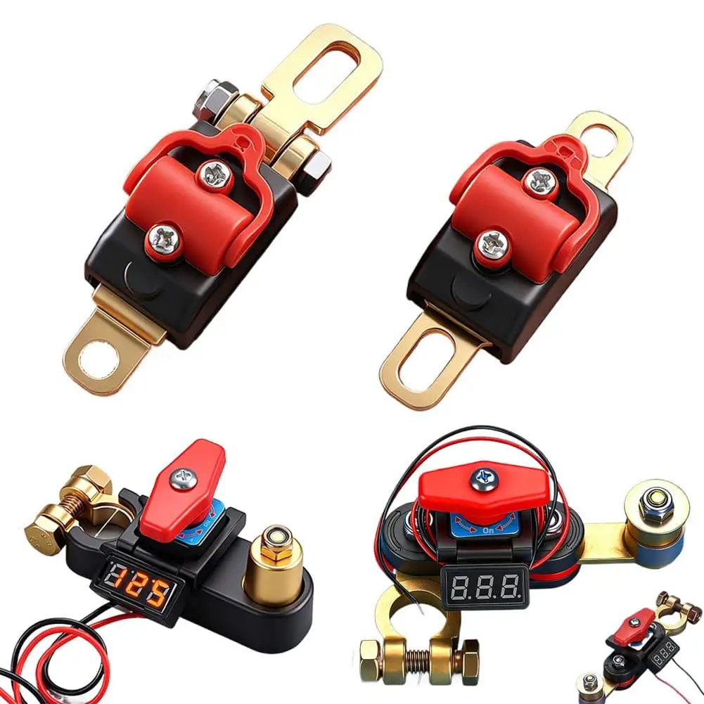 Vehicle Battery Disconnect Switch 12V 24V Dual Head Adjustable Brass Cut Off Automatic Circuit Breaker for Boat Car Accessories