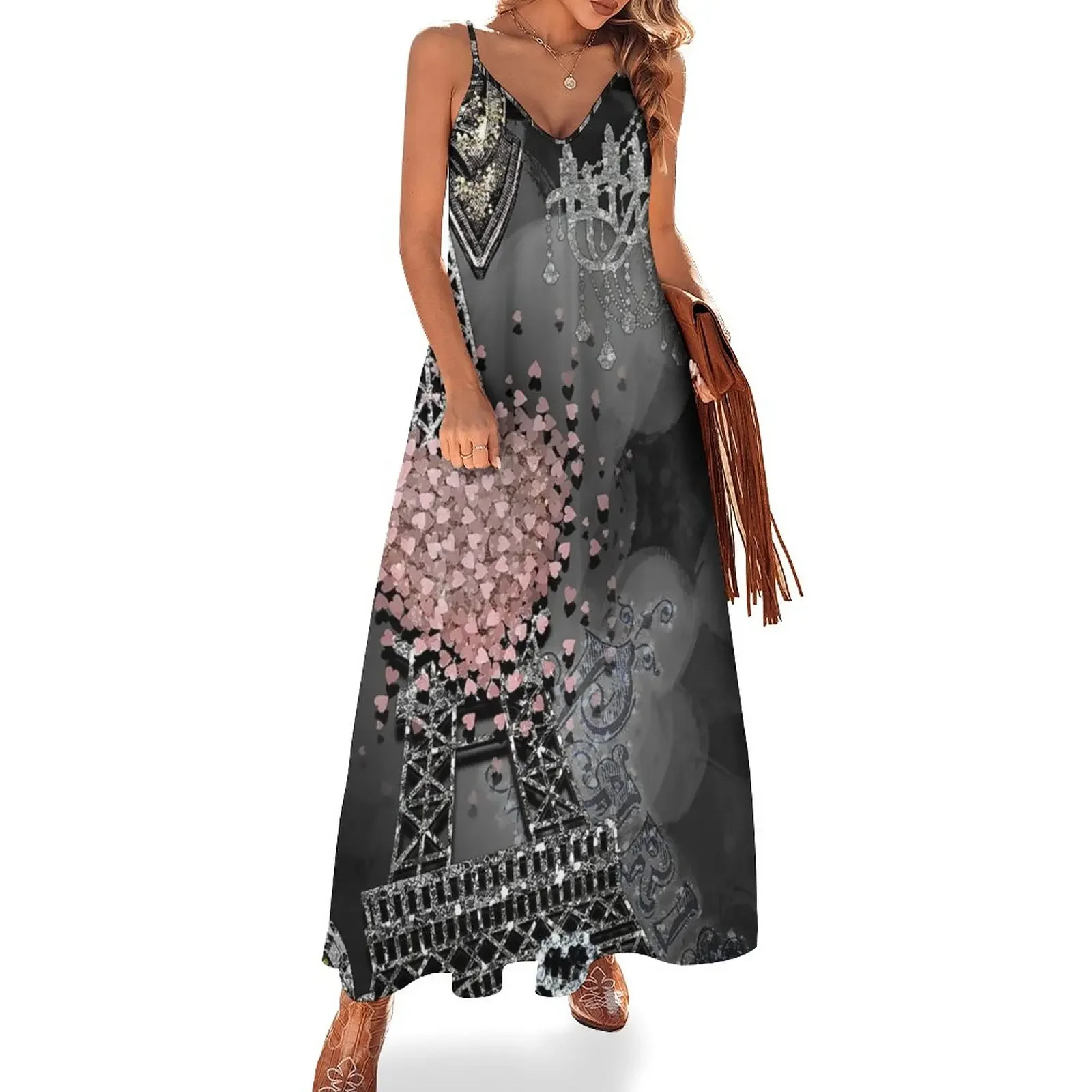 

Paris Sparkle Sleeveless Dress women's summer clothing 2025 Women's summer suit Women's summer dress