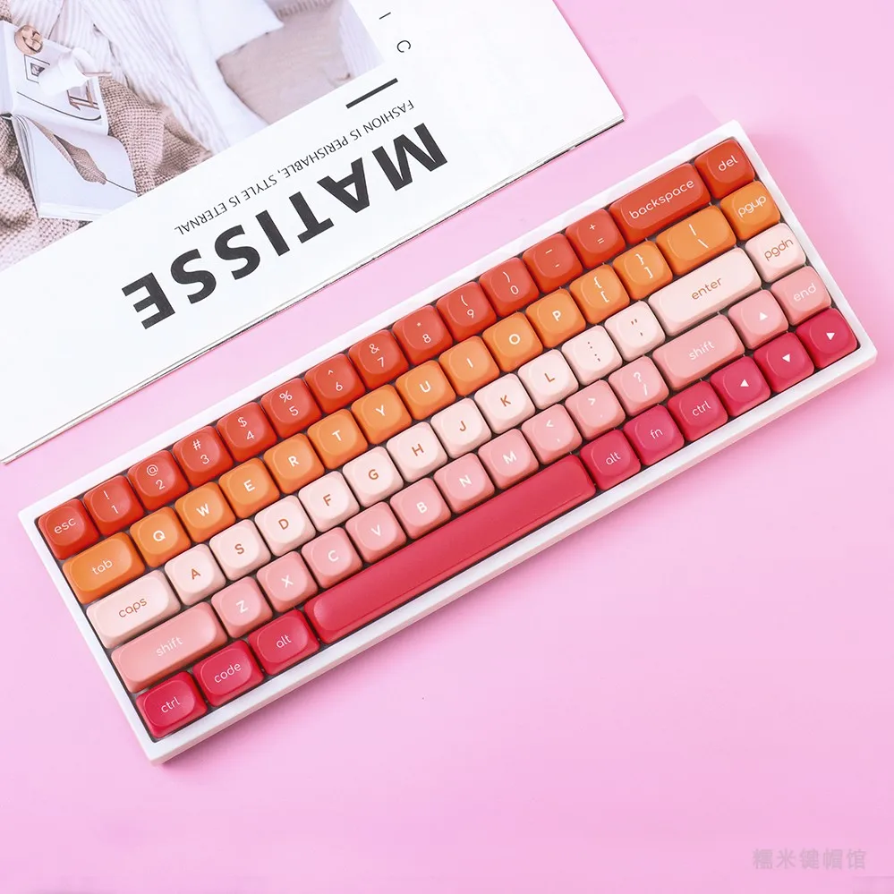 Minimalist Gradient Sunset Keycaps MOA Profile PBT Dye Sublimation Keycap 132 Keys For MX-style Mechanical Gaming wooting