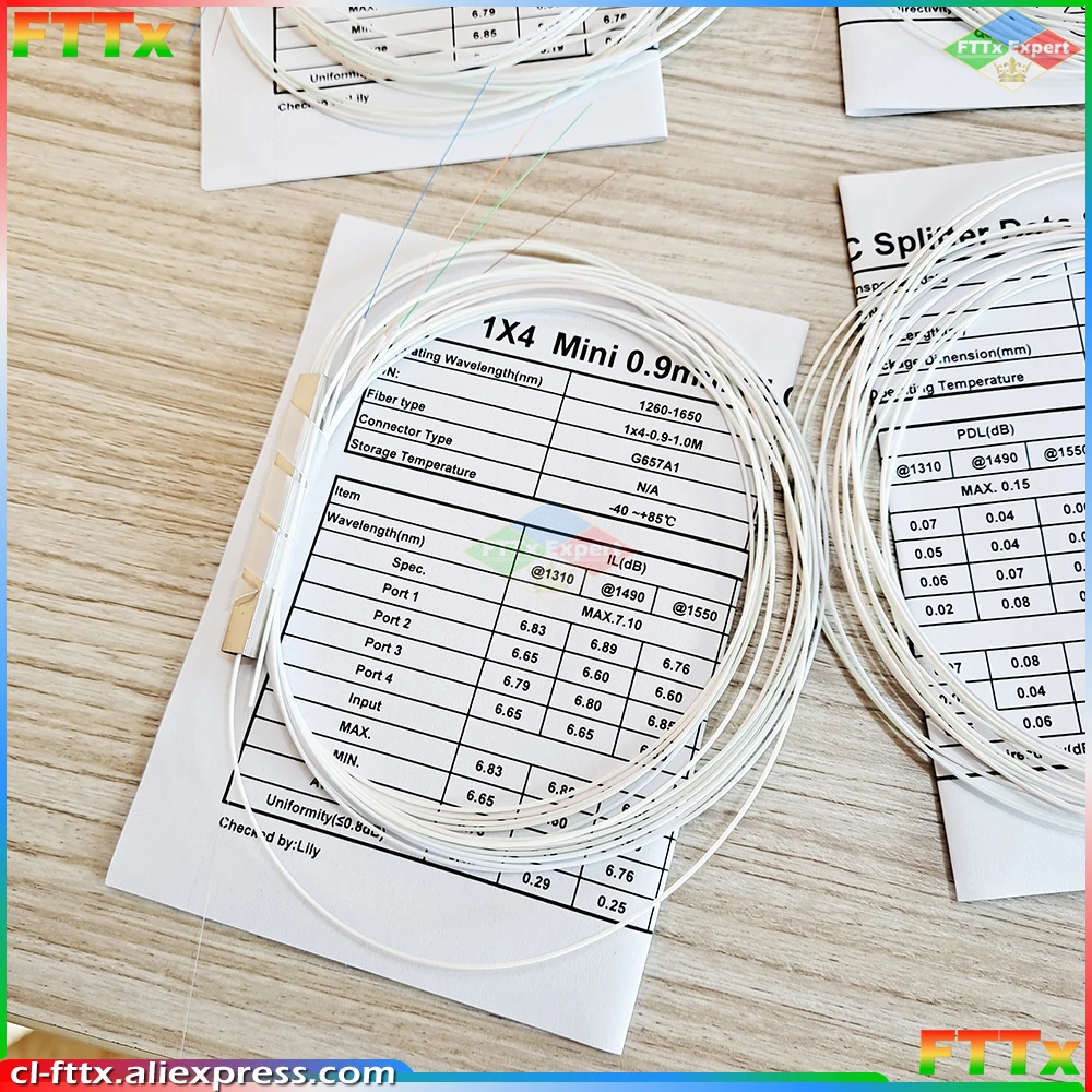 Alta calidad 10 unids/lote 0,9mm tubo de acero divisor PLC de fibra óptica 1x2 1x4 1x8 1x16 sin conector Mini 1*8 divisor plc