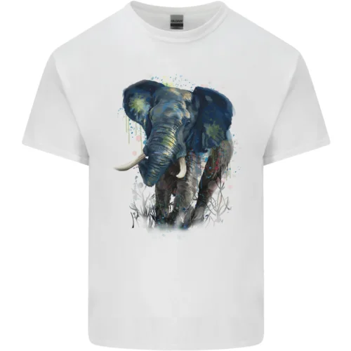 A Groß Elefant Wasserfarbe Herren Baumwolle T-Shirt