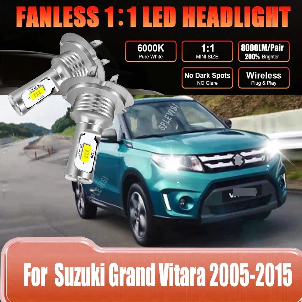 LED Headlight Low Bulb stable illumination without frequent replace For Suzuki Grand Vitara 2005 2006 2007 2008 2009 2010-2015