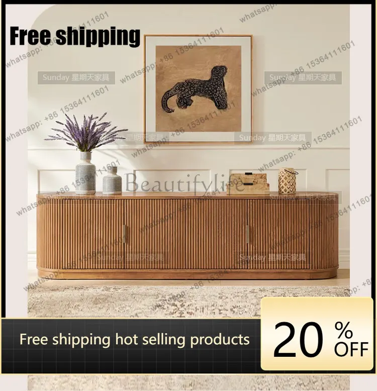 Factory Direct Medieval Striped TV Cabinet Living Room Simple Wood Locker Large Capacity