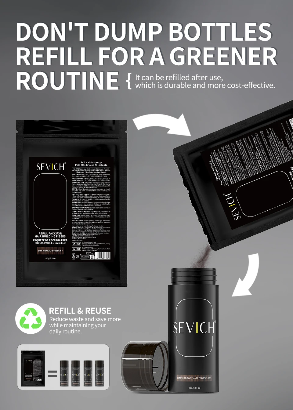 100g Haarausfall Aufbau Haar fasern Mixer verbergen Styling Faser Haar pulver Ausdünnung Keratin Wimpern verlängerung schwarz – Detail 5