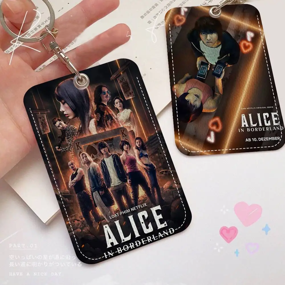 Classic TV ALICE IN BORDERLAND PU Soft Leather Rectangular Key Card Holder Induction Elevator Protection Cover