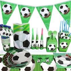 Green Football Theme Birthday Party Decorations Disposable Tableware Set Paper Plates Napkins Cups