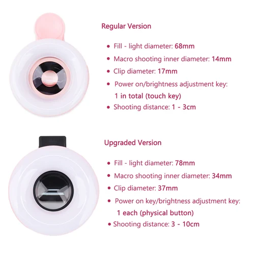 Imagen 2 del producto Lente LED para teléfono móvil, lupa con Clip, Zoom 15X con luz para fotos, lente Macro de lupa manos libres, lente de cámara HD 2 en 1