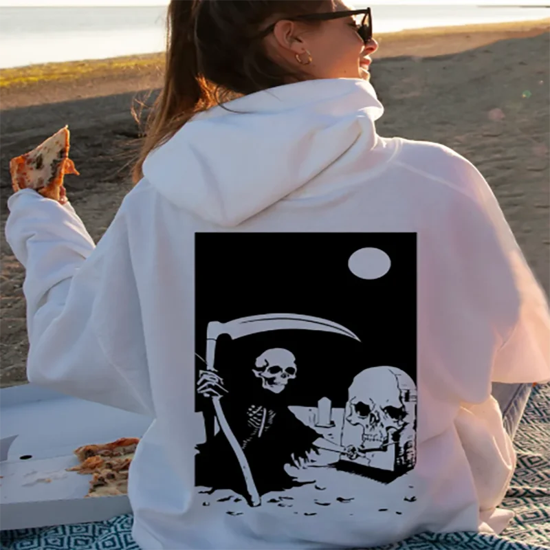 Womens Grim Reaper Aesthetic Sweatshirt Streetwear Hoodie Best Friend Gift Unique Teenage Girl Gifts Graphic Clothes
