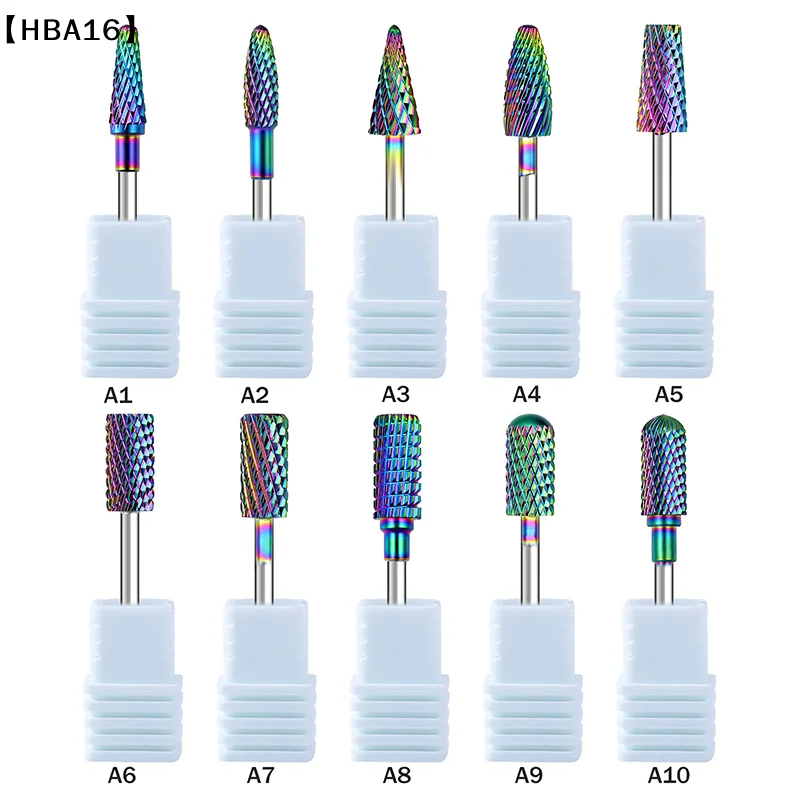Forets à cuticules en acier au tungstène irisé, nettoyeur sous les ongles, peau morte, préparation des ongles 3/32 pouces pour lime à ongles électrique