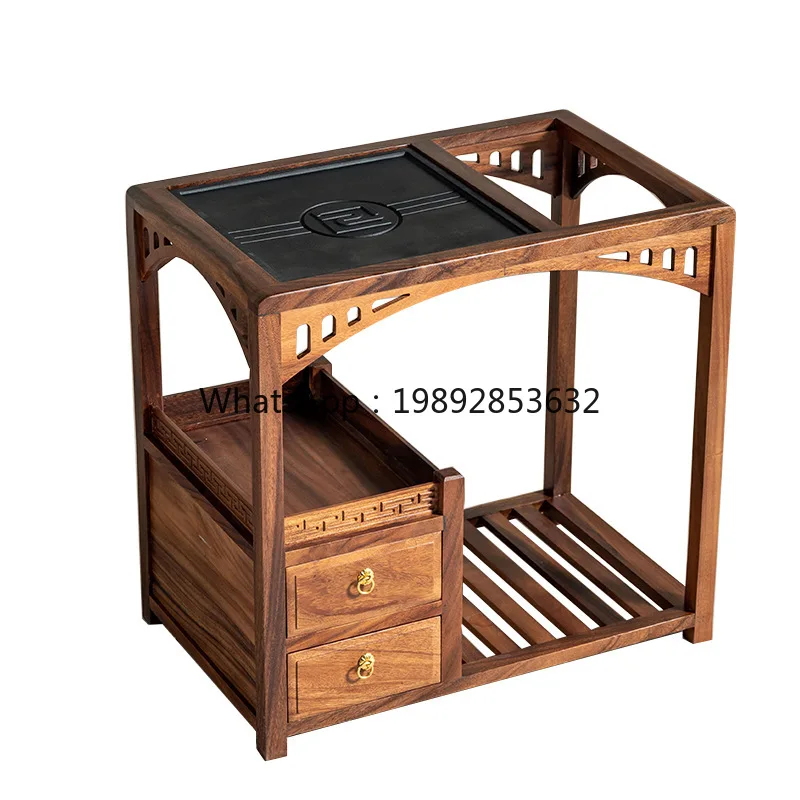 1LYY Walnut Solid Wood Tea Cabinet Tea Table Simple Luxury Tea Table Kettle Integrated Mobile  Table Side