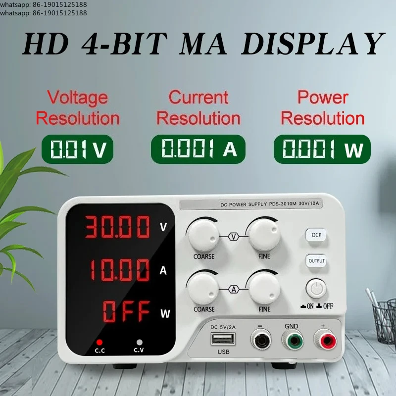 PDS-3010M 4LED Adjustable DC Power Supply 30V 10A Stabilized Variable Switch Bench Type