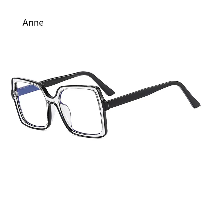 Óculos grandes quadrados para homens e mulheres, lentes transparentes, blocos de cor, decorativos na moda, óculos de computador