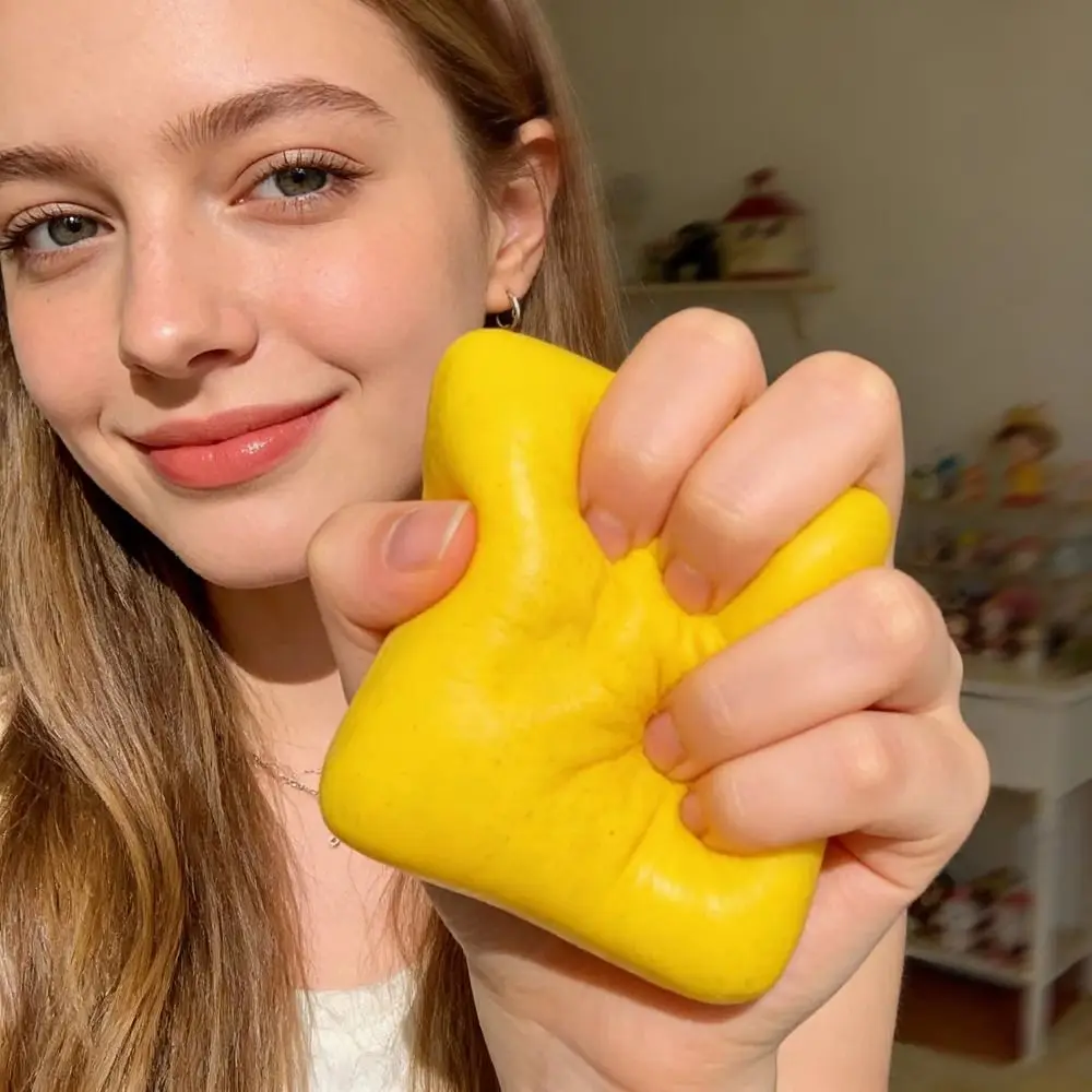 Cute Simulation Cream Toast Squeeze Toy TPR Silicone Cream Toast Pinch Toy Soft 3D Cartoon Fidget Toy Children