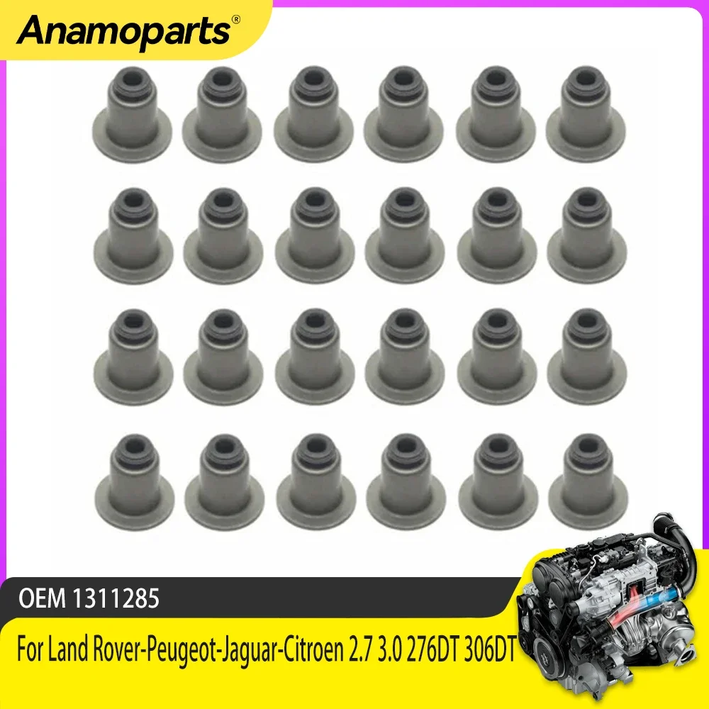 

24PCS Valve Stem Seal Set For Land Rover-Peugeot-Jaguar-Citroen 2.7 3.0 276DT 306DT