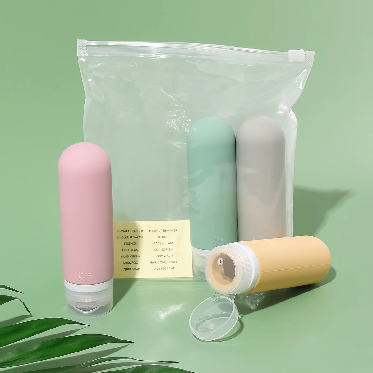 4 Stuks 2Oz/3Oz Kleurrijke Lekvrije Knijpbare Siliconen Reisflessen Set Shampoo En Conditioner Flessen Kit