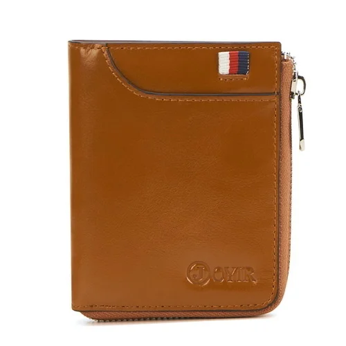 

Wallet Male Leather Genuine Vintage Men Coin Purse Zipper Wallets Small Perse RFID Card Holder Carteira Hombre Women66