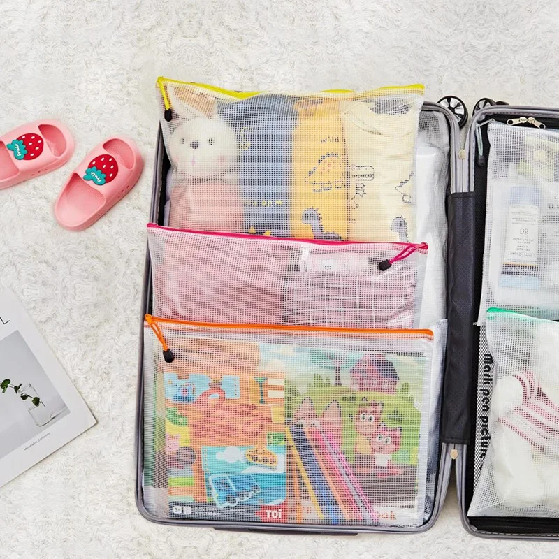 A3 (16.9x12.4 In) Mesh ritsleting kantong, 12 warna ekstra besar tas ritsleting, tahan air File kantong untuk perlengkapan kantor