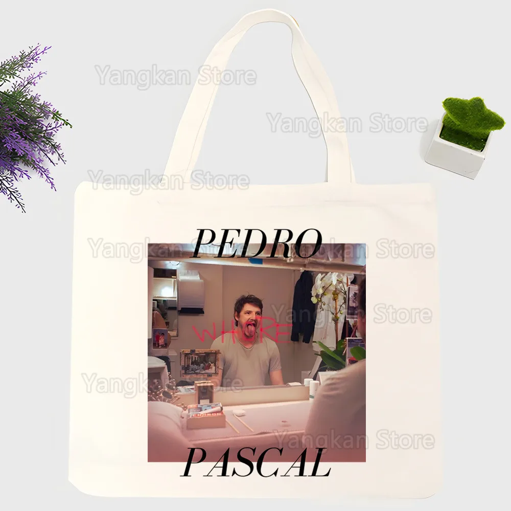 

Сумка для покупок Pedro Pascal с принтом, оригинальный дизайн, белые модные дорожные холщовые сумки унисекс