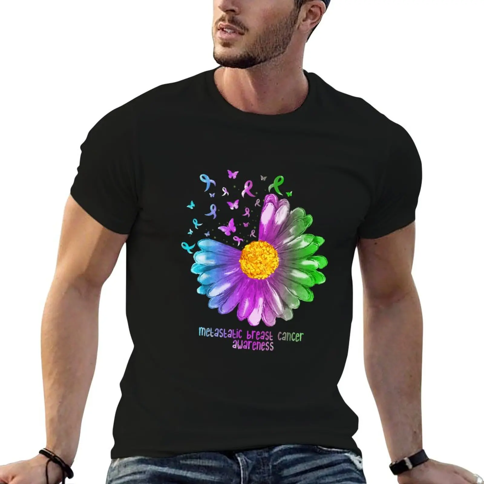 Daisy Butterfly Metastatic Breast Cancer Awareness Gifts TShirt62 T-Shirt Casual Streetwear Short Sleeve Tee