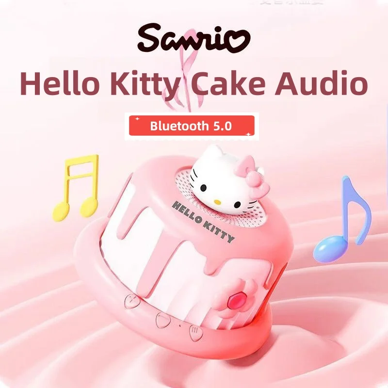 

Оригинальный Bluetooth-динамик Hello Kitty Sanrio Kuromi Stitch Sanrio с изображением торта, подарок для девушки, мини-аудио, беспроводной, мультяшный, милый, для домашнего использования