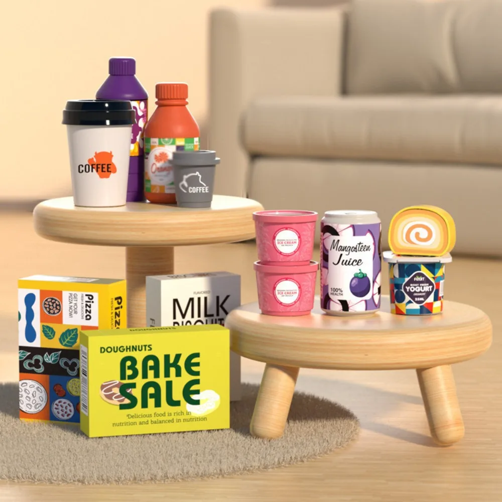 محاكاة التسوق محاكاة ماكينة القهوة منفذ المياه الماسحات الضوئية ماكينة تسجيل المدفوعات النقدية الصوت ضوء سوبر ماركت صغير #4