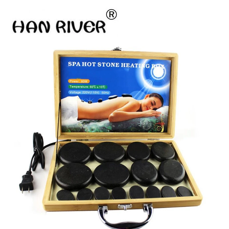 

16 pieces of bamboo suit massage health SPA volcanic energy stone oilstone lava-rock massage massager