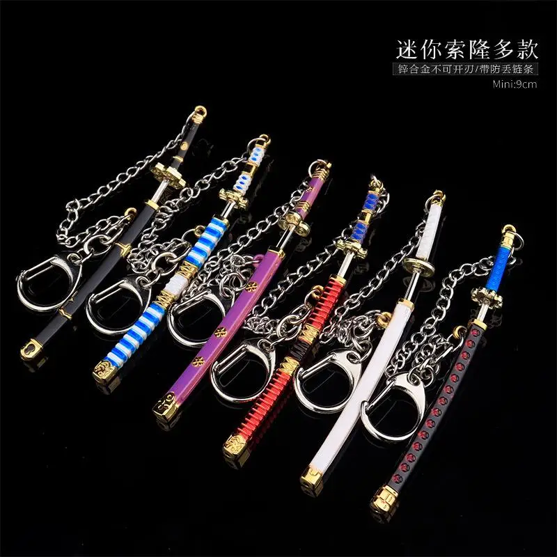 Mini llaveros Zoro de 9CM, Shusui Enma Wado Kitetsu, artesanías de Metal, periféricos de animé coleccionables, decoración única para llavero