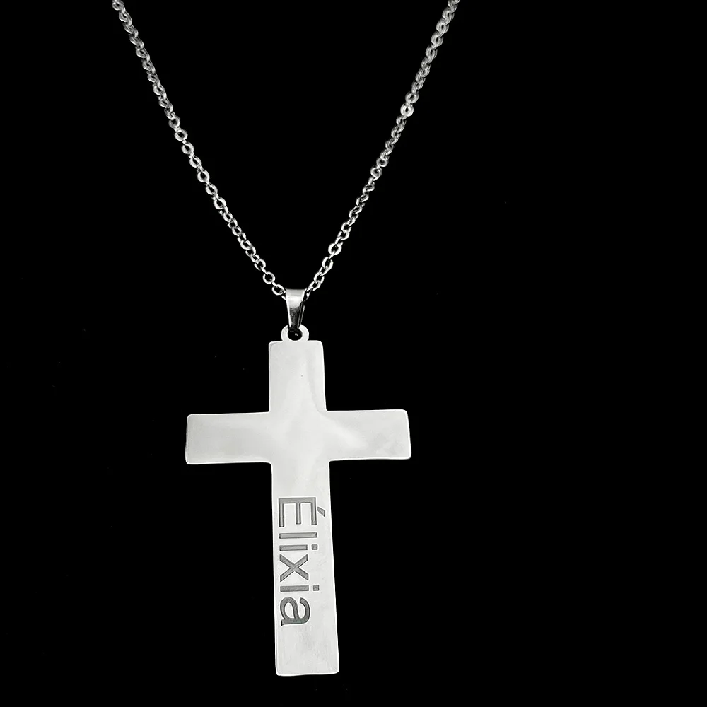 

Personalized Cross Pendant Necklaces for Women Custom Carved Name Stainless Steel Mens Chains Choker Christian Believers Jewelry