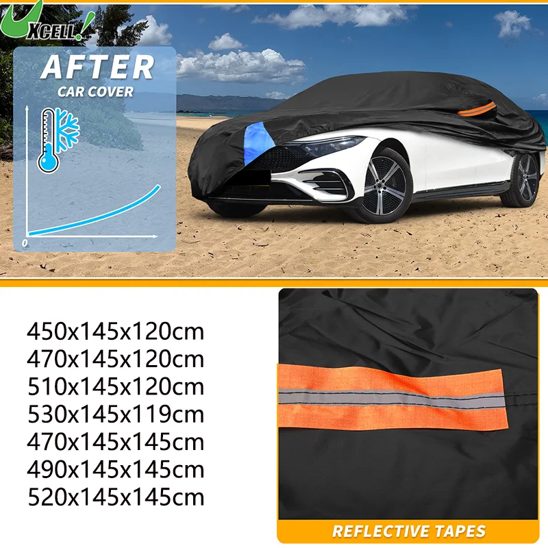 

UXCELL Universal Car Cover Waterproof Vehicle Covers All-Weather Outdoor Protection Fits for Sedan 210D-PU Car Accessories