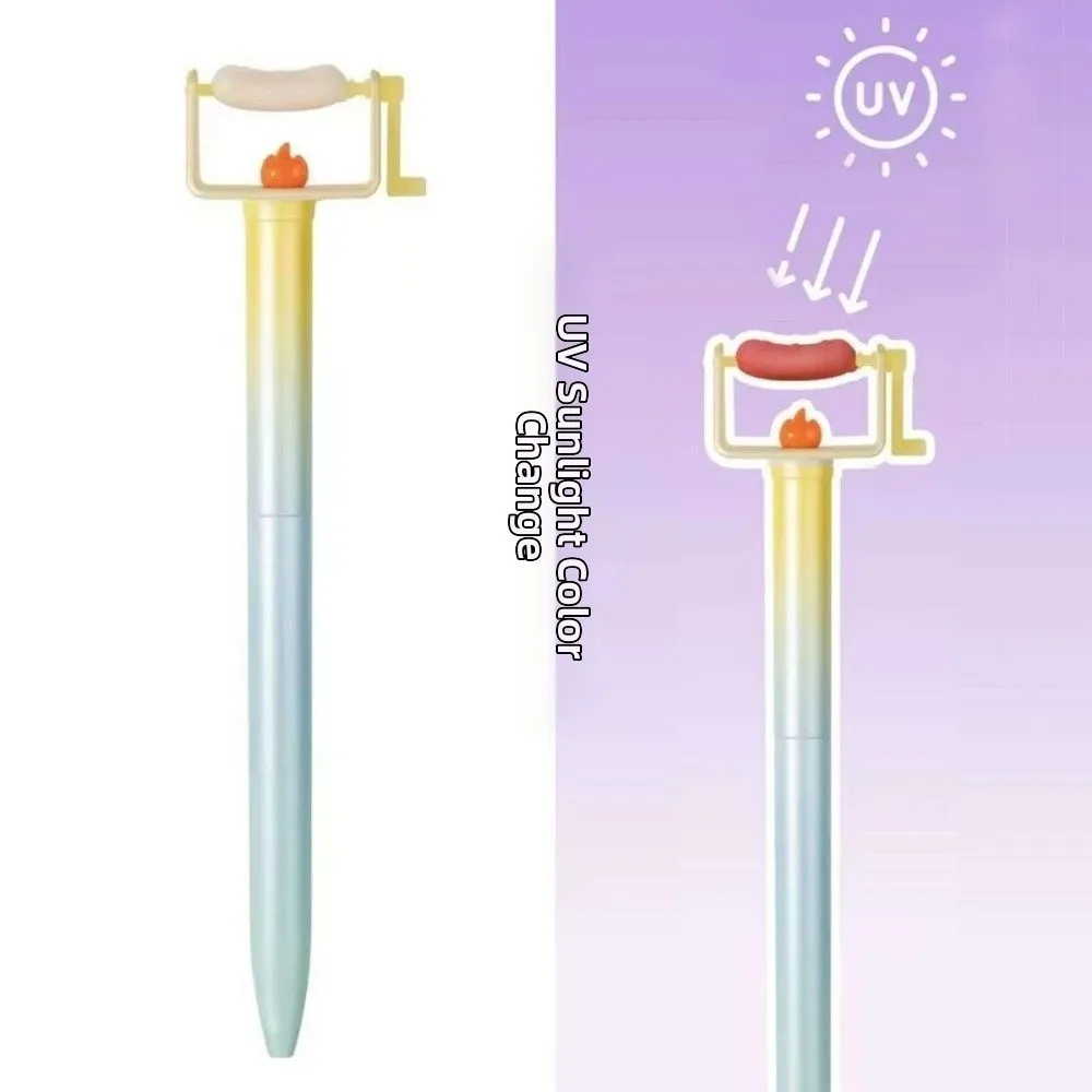 Funny BBQ Theme Color-Changing Pen Novelty Smooth Writing Rotating Refill Pen 0.5 Tip Neutral Design Writing Pen Writing