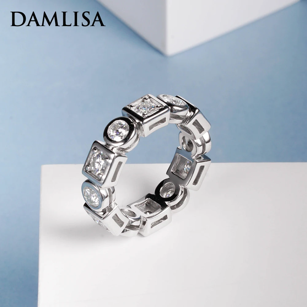 DAMLISA 3.5mm D Color Moissanite Wedding Band Rings For Women Eternity Ring 925 Sterling Silver Engagement Customized Jewelry
