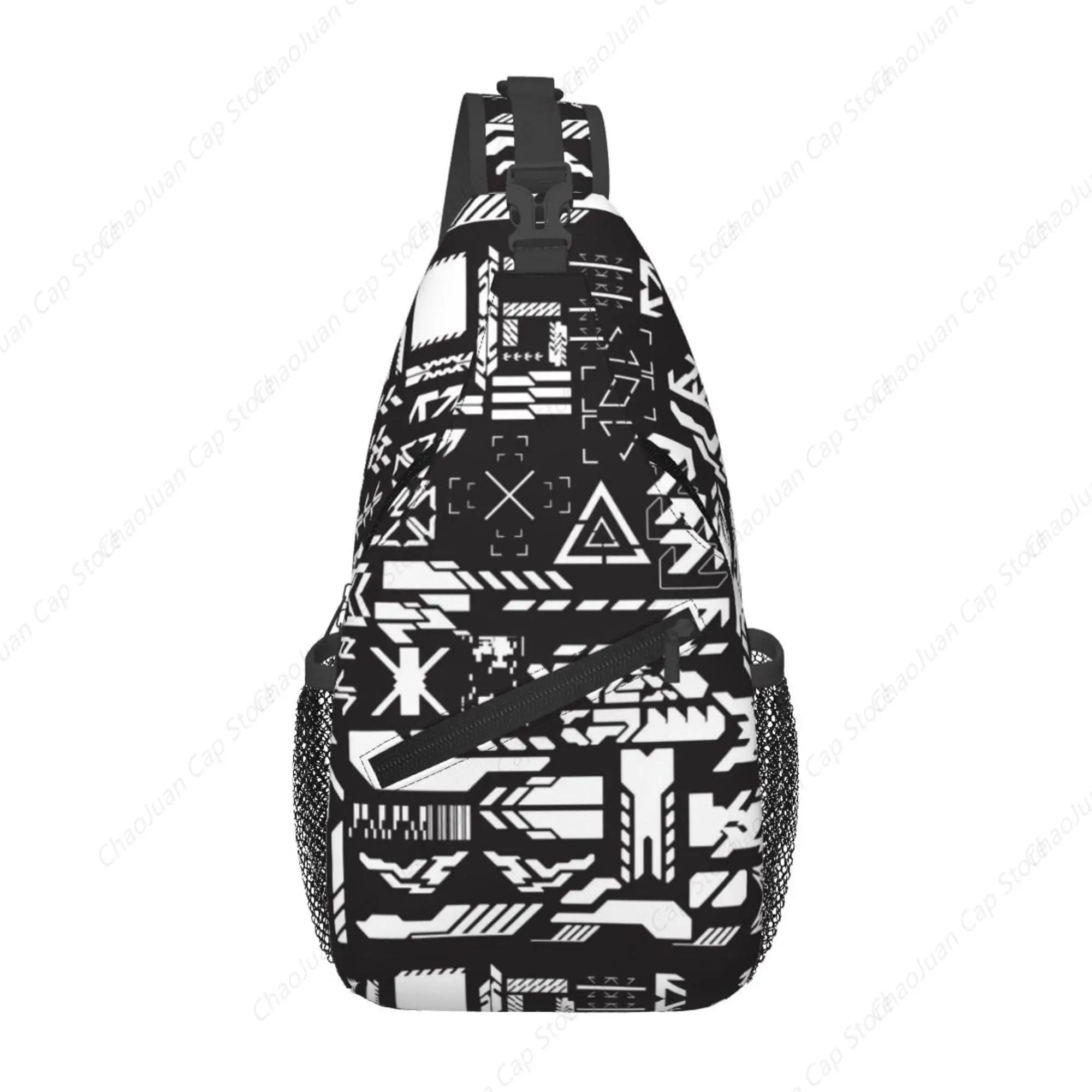 

Abstract Cyberpunk Gamer Sling Backpack – Crossbody Bag for Outdoors Hiking Traveling